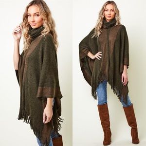 Crunchy Leaves Sweater Poncho